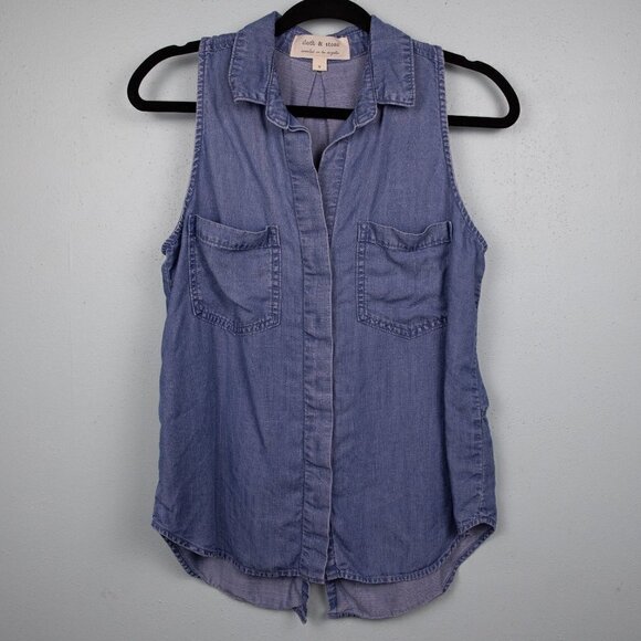 Cloth & Stone chambray sleeveless button down shirt-S - Picture 1 of 4